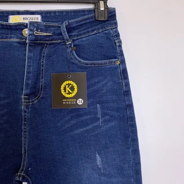 Quần jean nữ bigsize kimfashion, quần jean nữ lưng cao co giãn big size Kl02-2 56-75kg - Hình ảnh 3