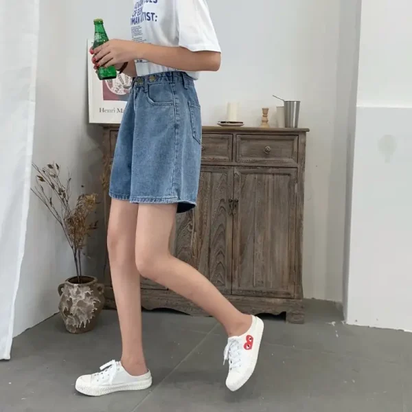 Quần short bigsize nữ kimfashion, quần đùi sọt ống rộng cạp lưng cao bigsize ulzzang 58-80kg ks01 - Hình ảnh 6