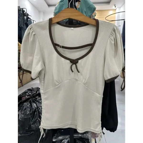 Áo croptop body tay ngắn bigsize 45-92kg, áo thun bigsize rút dây hông AT41 - Kim Fashion - Hình ảnh 2