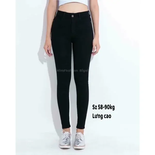 Quần jean đen nữ bigsize 58-110kg KimFashion,Quần jean nữ lưng cao bigsize co giãn 2daden-hoả tốc hcm - Hình ảnh 5