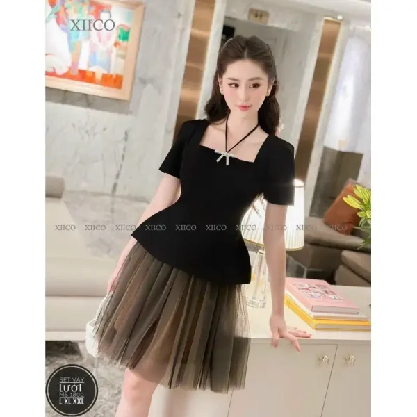 SET VÁY LƯƠI ÁO TIỂU THƯ KÈM NƠ BIGSIZE - Hình ảnh 2