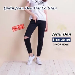 Quần jeans đen bigsize KimFashion lưng cao co giãn Fullsize 58-110kg Jean2da - 09