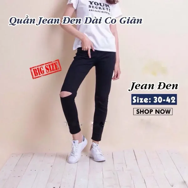 Quần jeans đen bigsize KimFashion lưng cao co giãn Fullsize 58-110kg Jean2da - 09