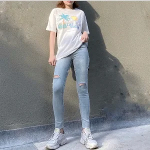 Quần jean nữ lưng cao bigsize 60-85kg-KD01-nhạt