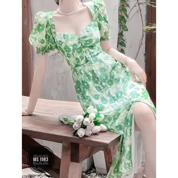 Đầm hoa xẻ tà maxi dễ thương Bigsize 55-85kg MS:1983 - Hình ảnh 3