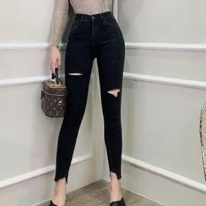 Quần Jeans Đen Bigsize Lưng Cạp Cao Chất Jean Cao Cấp Co Giãn Tốt 58-90kg