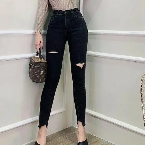 Quần Jeans Đen Bigsize Lưng Cạp Cao Chất Jean Cao Cấp Co Giãn Tốt 58-90kg