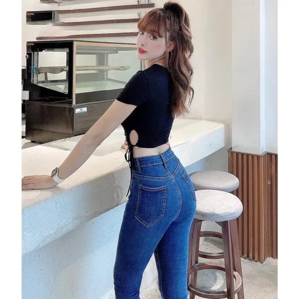 Quần jean bigsize, quần jean ôm co giãn lưng cao 58-85kg KD01 kimfashion - Hình ảnh 4