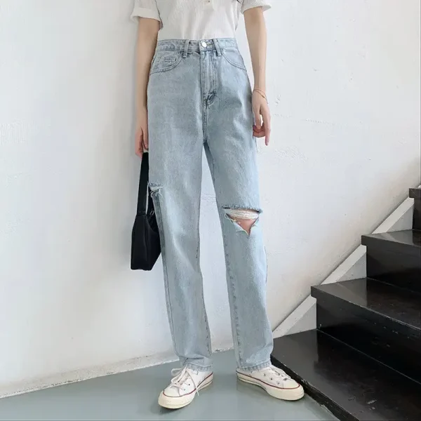 Quần Baggy - Quần Jean Baggy Nữ Cạp Cao Phong Cách Street Style Fullsize 45-90kg BGD51-10034 - Hình ảnh 5
