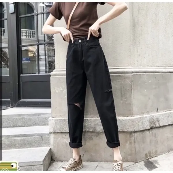Quần jean đen baggy bigsize kimfashion,quần ulzzang form rộng BGD75-2 60-90kg