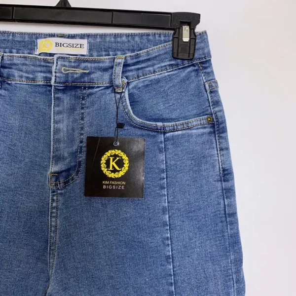 Quần jean nữ bigsize kimfashion, quần jean nữ lưng cao co giãn big size Kl01-1 56-75kg - Hình ảnh 2