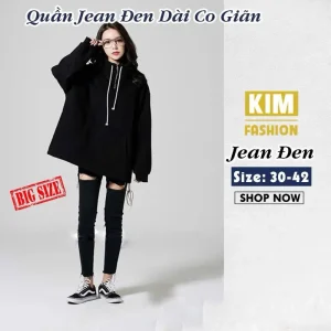 Quần Jeans Đen Bigsize Co giãn Size 38-42 85-110kg 2daden-29