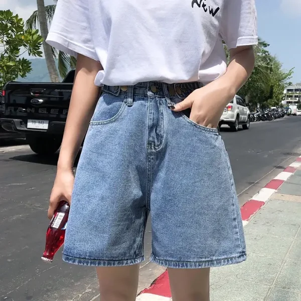 Quần short bigsize nữ kimfashion, quần đùi sọt ống rộng cạp lưng cao bigsize ulzzang 58-80kg ks01 - Hình ảnh 3