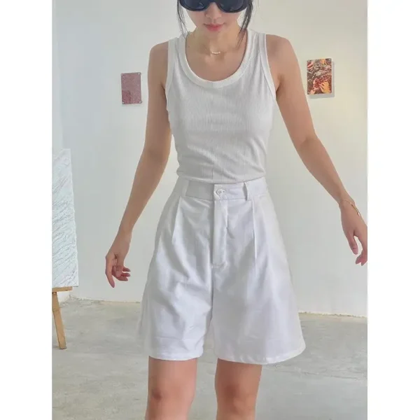 Quần short ống rộng bigsize nữ 55-95kg,quần kaki đùi sot ngắn size lớn đen-trắng kimfashion-ks02 - Hình ảnh 6