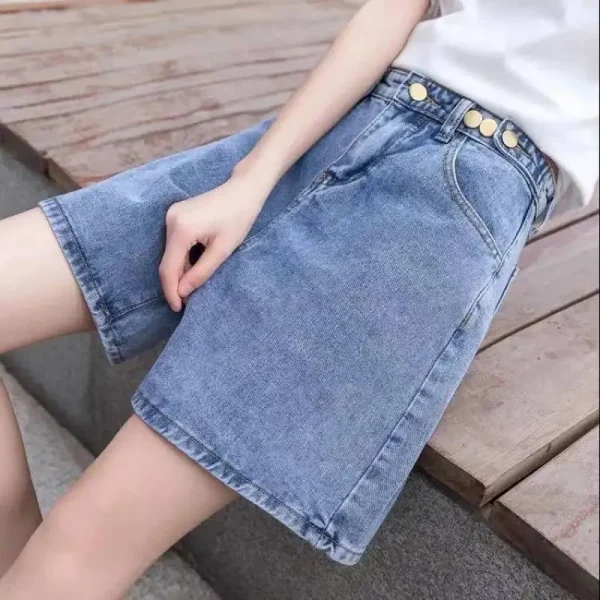 Quần short bigsize nữ kimfashion, quần đùi sọt ống rộng cạp lưng cao bigsize ulzzang 58-80kg ks01 - Hình ảnh 4