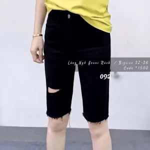 Quần ngố Jeans Đen Bigsize Co giãn Size 30-36