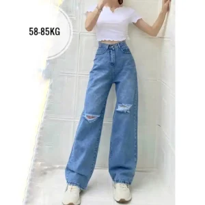 Quần suông rộng bigsize 60-85kg, quần jean ống rộng cạp cao bigsize Kim Fashion
