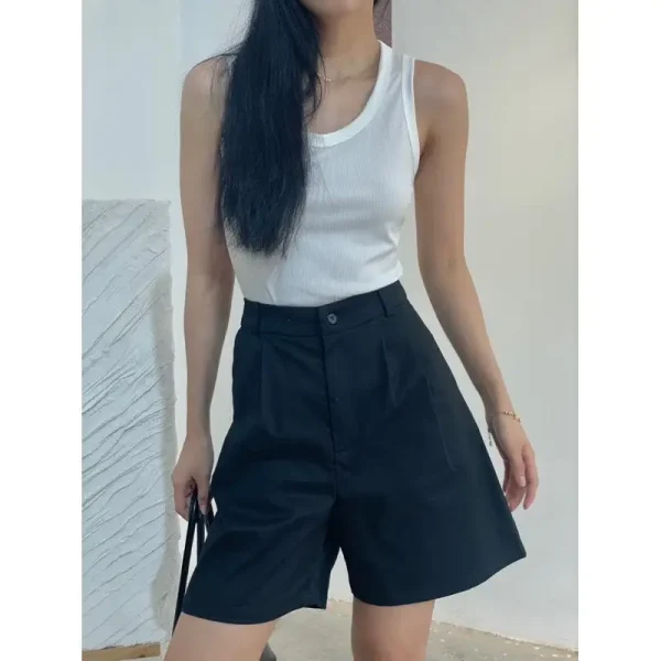 Quần short ống rộng bigsize nữ 55-95kg,quần kaki đùi sot ngắn size lớn đen-trắng kimfashion-ks02 - Hình ảnh 5