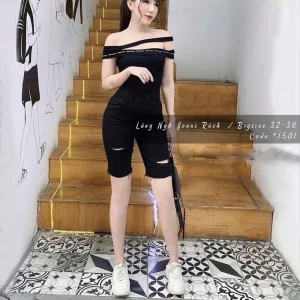 Quần ngố Jeans Đen Bigsize Co giãn Size 30-36