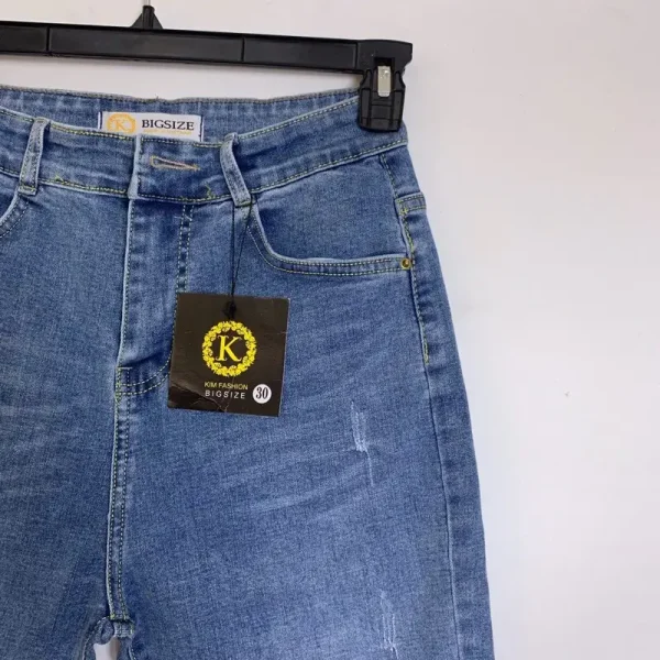 Quần jean nữ bigsize kìmashion,quần jean nữ lưng cao co giãn big size Kl01 56-75kg - Hình ảnh 4