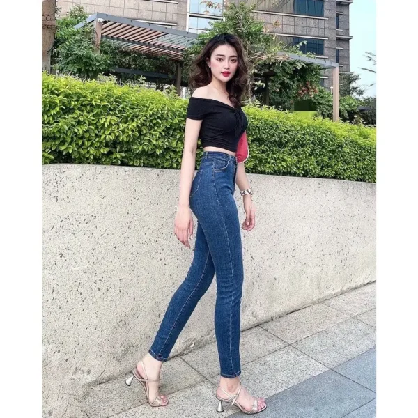 Quần jeans dài ôm co giãn bigsize lưng cao bigsize 60-82kg kd01 kimfashion