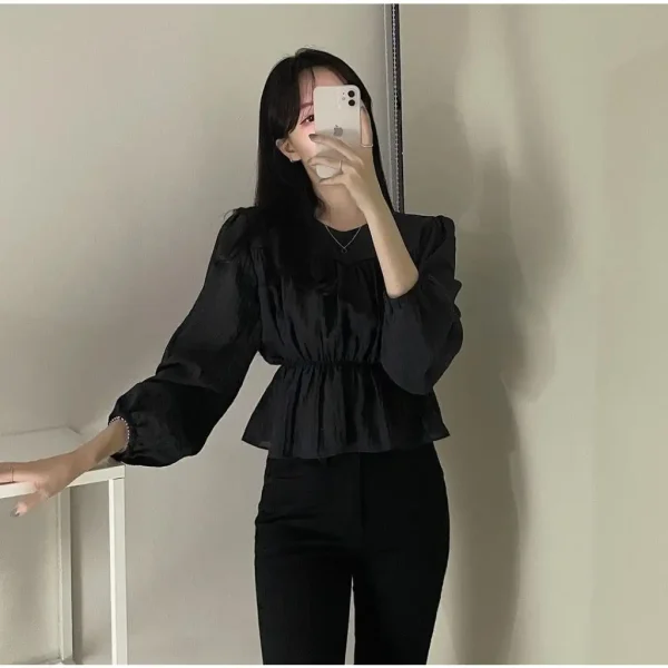 Áo babydoll bigsize 65-110kg, áo kiểu bigsize tay phồng AC15-kimfashion - Hình ảnh 2