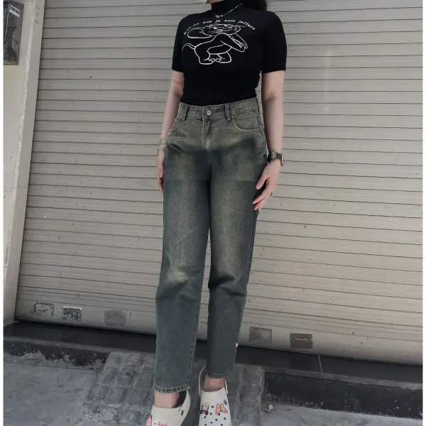 Quần jean baggy bigsize 50-75kg form ống rộng ulzang cạp vừa kimbigsize BGD80 - Hình ảnh 2