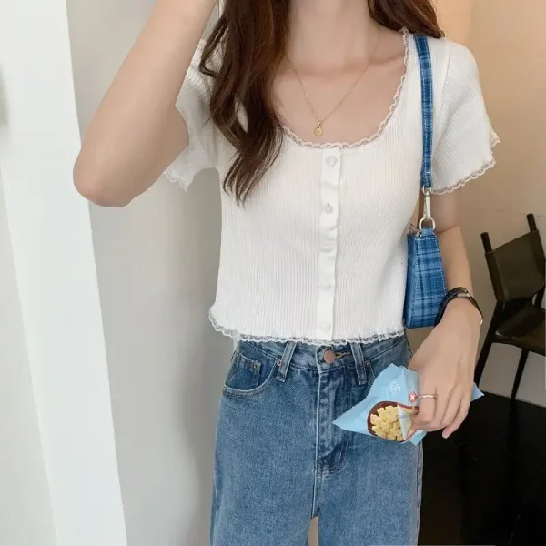 Áo Croptop Bigsize Nữ Phối Ren Kimfashion AT08 - Phong Cách Hàn Quốc - 55-90kg - Ảnh 5