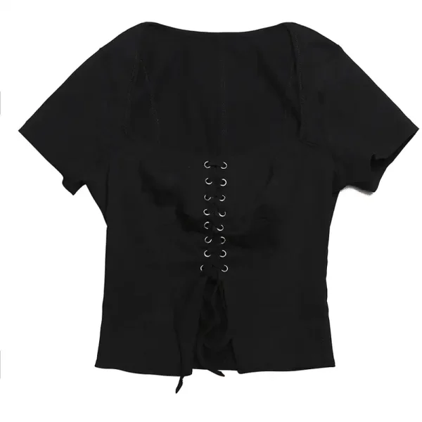 Cận cảnh chất liệu thun gân cao cấp của áo croptop nữ bigsize Kimfashion, đường may tỉ mỉ