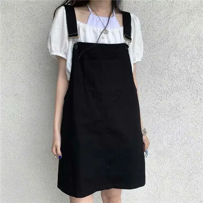 Chất liệu kaki không giãn, bền đẹp của yếm váy bigsize YVD16