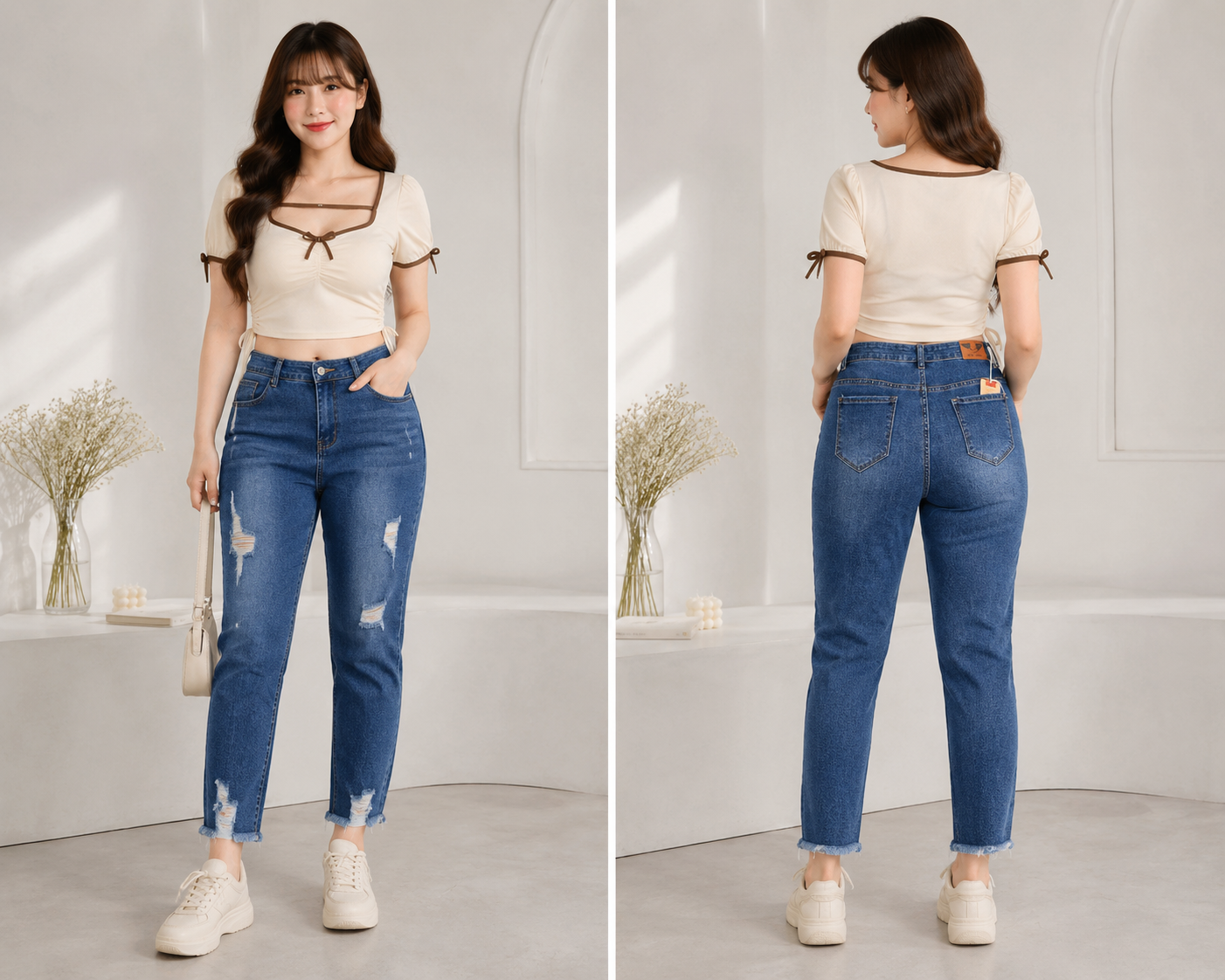 Quần Jean Lửng 9 Tấc Bigsize Lưng Thun Co Giãn TL628 | KIM FASHION - Ảnh 2