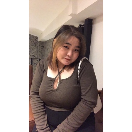 Áo croptop nữ tay dài bigsize 55-90kg kimfashion, Croptop bigsize giãn phong cách Hàn Quốc - Ảnh 2