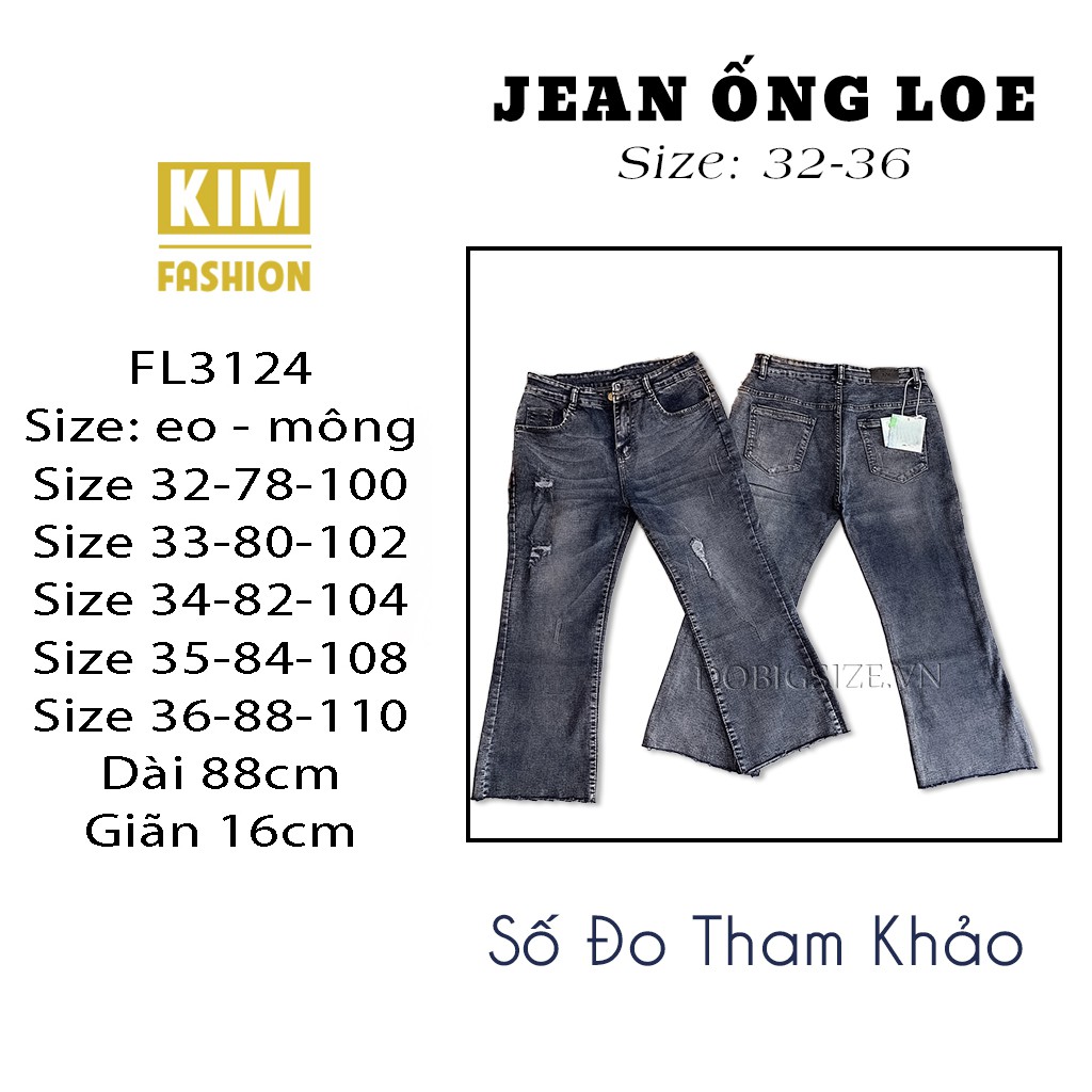 quần jeans lửng ống loe lưng cao co giãn bigsize FL3124 size 32-36 - Ảnh 2