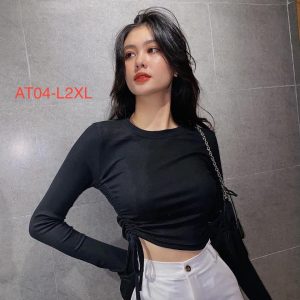 Áo croptop tay dài day rút bên áo bigsize từ 60-90kg at04
