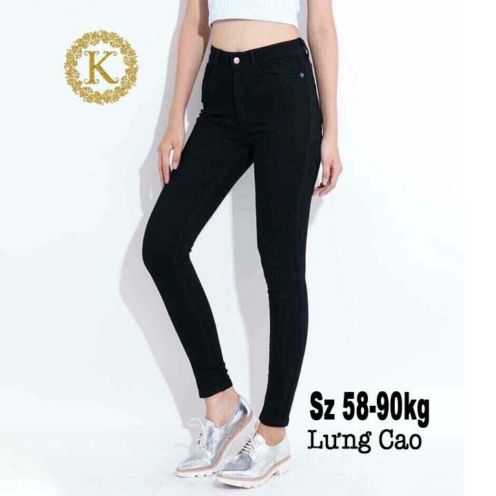 Quần jean đen nữ bigsize 58-110kg KimFashion,Quần jean nữ lưng cao bigsize co giãn -hoả tốc hcm