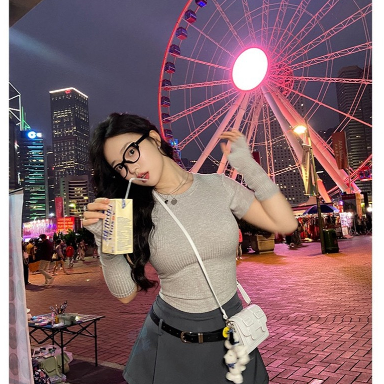 Áo croptop nữ tay ngắn bigsize 55-90kg,áo thun croptop bigsize nhúng ngực AT31-1 KimFashion - Ảnh 2