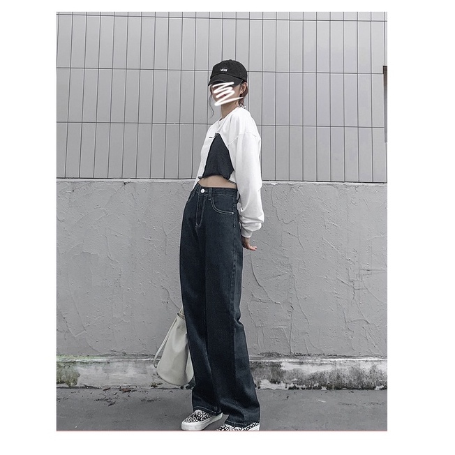 Quần jean ống rộng bigsize ,quần suông bigsize cạp lưng cao qua rốn 60-85kg KimFashion BGS06 - Ảnh 4