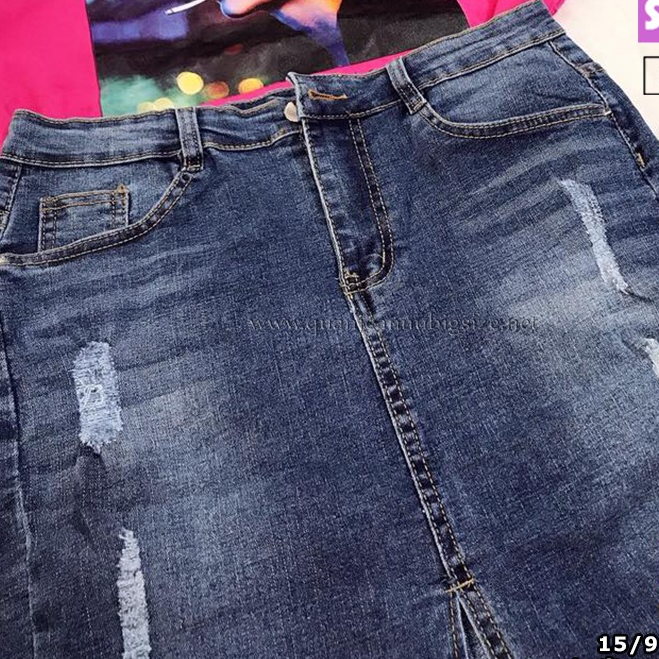 Chân váy jean co giãn bigsize VGD15 Size 33-35 - Ảnh 3