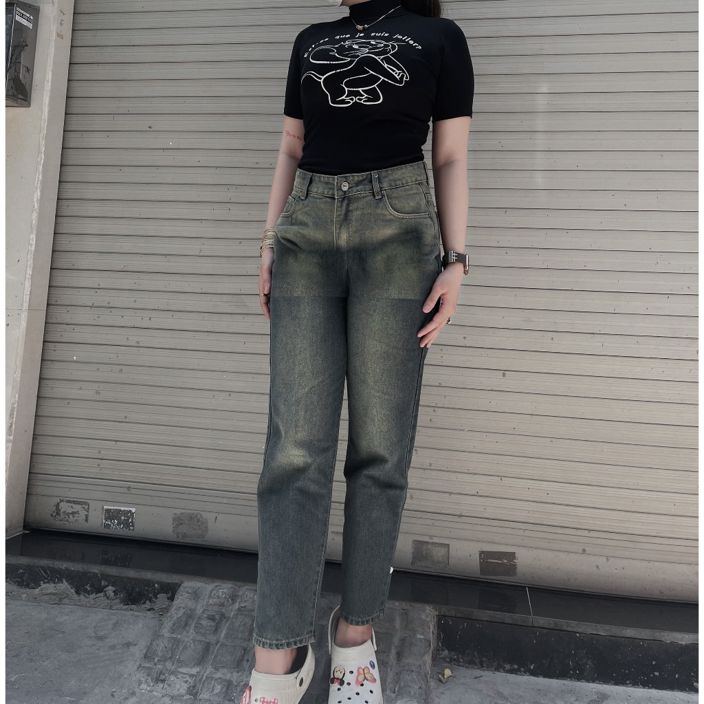 Quần jean baggy bigsize 50-75kg form ống rộng ulzang cạp vừa kimbigsize BGD80 - Ảnh 2