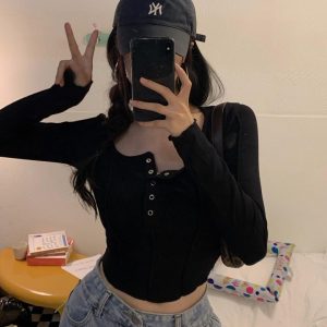 Áo croptop nữ tay dài bigsize 55-90kg kimfashion,áo thun croptop bigsize mùa hè Hàn Quốc ATTD02