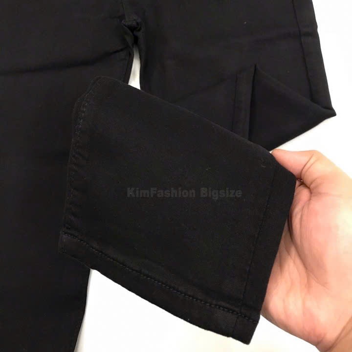Quần jean đen co giãn lưng cao bigsize 58-110kg form ôm skinny - Ảnh 3