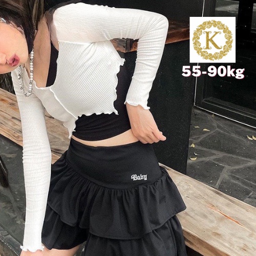 Set 2 áo croptop bigsize áo ống đen kèm áo ngoài tay dài xẻ cánh bướm cổ thuyền 55-90kg AT27 - Ảnh 7