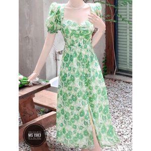 Đầm hoa xẻ tà maxi dễ thương Bigsize 55-85kg MS:1983