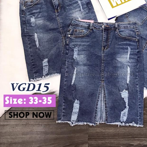 Chân váy jean co giãn bigsize VGD15 Size 33-35