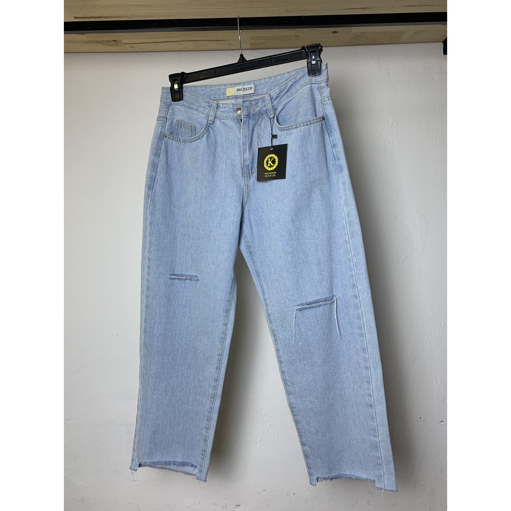 Quần jean baggy bigsize kimfashion, quần ulzzang form rộng bigsize BGD nhạt-59 từ 60-90kg