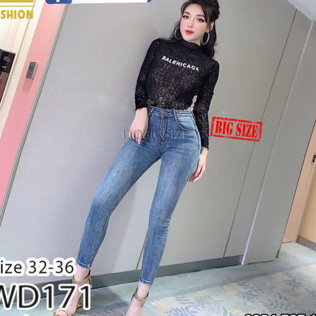 quần jeans dài co giãn bigsize WD171-32-36
