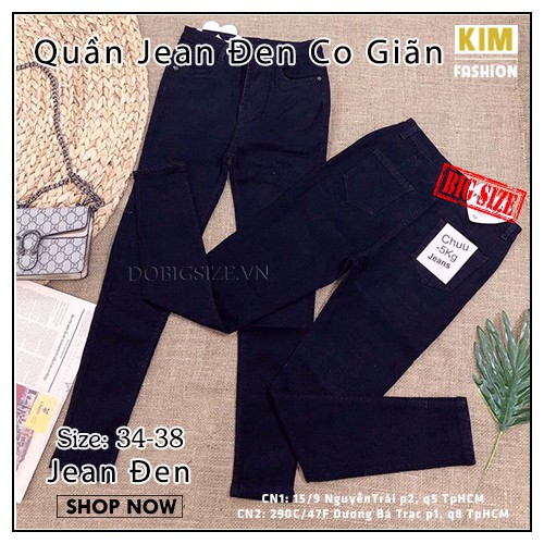 Quần jean đen nữ bigsize 58-110kg KimFashion,Quần jean nữ lưng cao bigsize co giãn -hoả tốc hcm - Ảnh 7