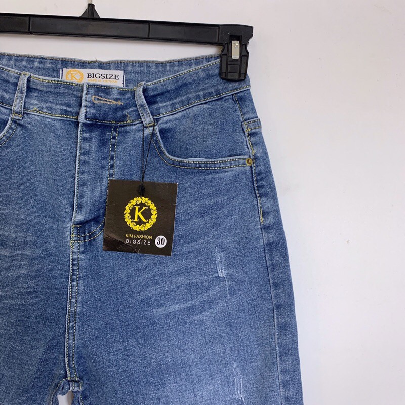 Quần jean nữ bigsize kìmashion,quần jean nữ lưng cao co giãn big size Kl01 56-75kg - Ảnh 4