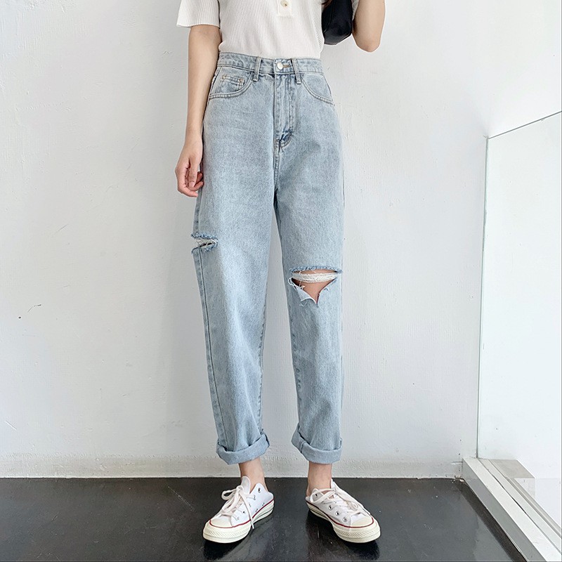 Quần Baggy - Quần Jean Baggy Nữ Cạp Cao Phong Cách Street Style Fullsize 45-90kg BGD51-10034 - Ảnh 2