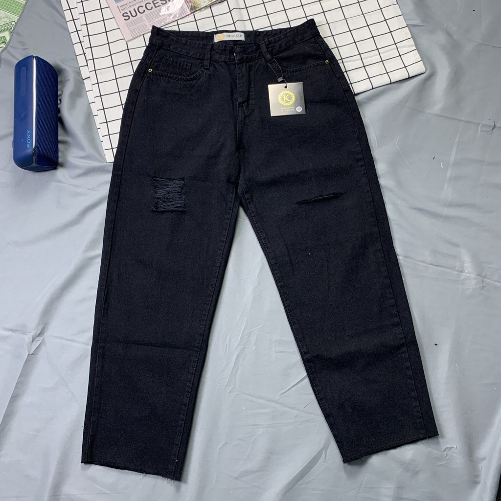 Quần jean đen baggy bigsize kimfashion, quần form rộng ulzzang lưng cao BGD75-105 từ 60-90kg